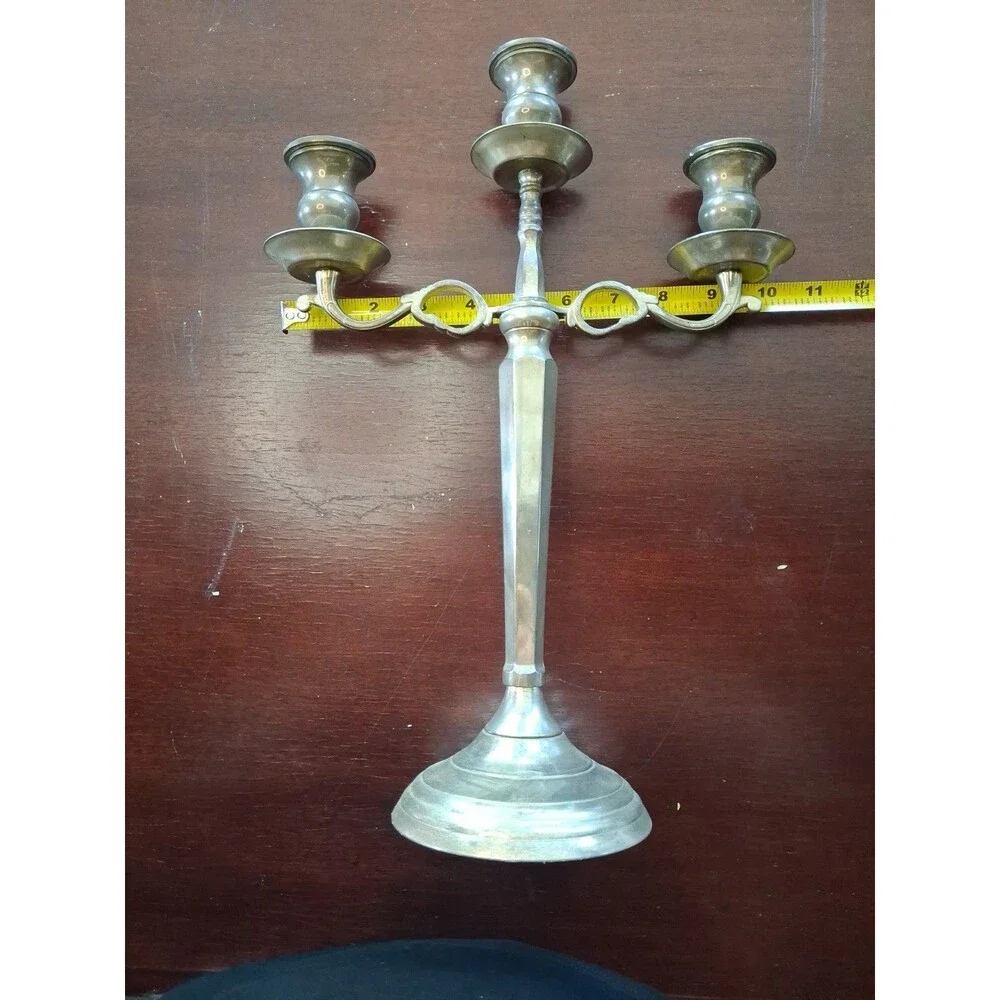 Vintage Godinger Silverplate Candelabras 3 Arm Holders Arms Silver Patina Rustic